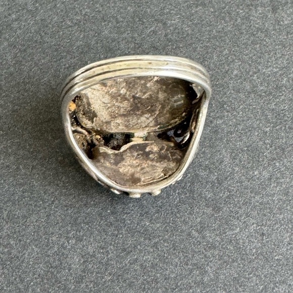 Vintage Art Nouveau Ring Pearl Sterling Silver Arts & Crafts Blue Floral 8.25 - Picture 11 of 15